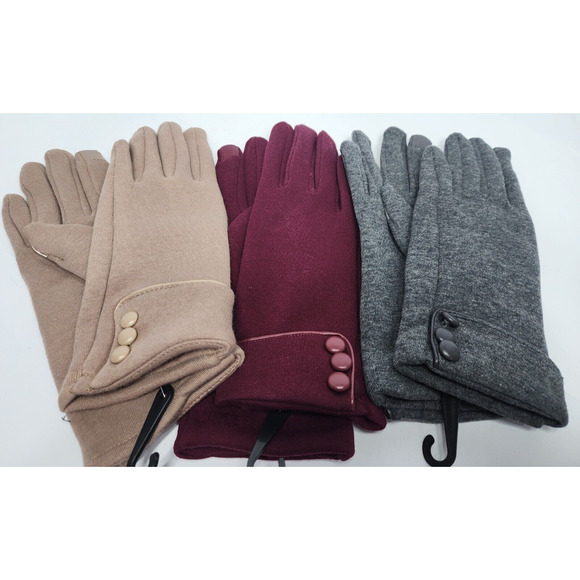 Dimore Winter Gloves Touch Screen Warm Fleece Lined, Burgundy, Gray, Khaki - Picture 1 of 5